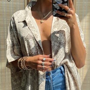 12th Tribe Vaughn Paisley Boyfriend Top, Medium